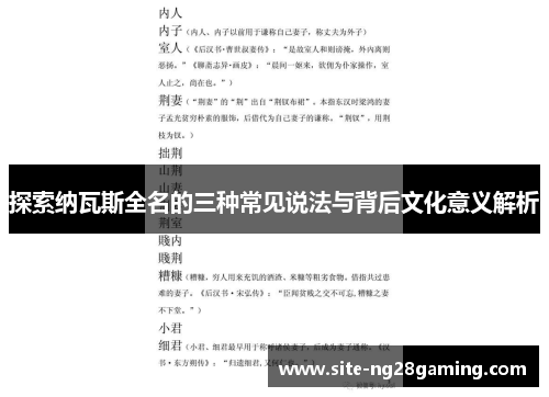 探索纳瓦斯全名的三种常见说法与背后文化意义解析